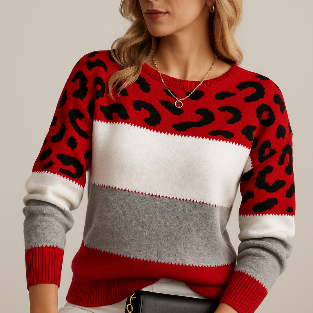 Luna™ | Casual Sweater with Leopard Print