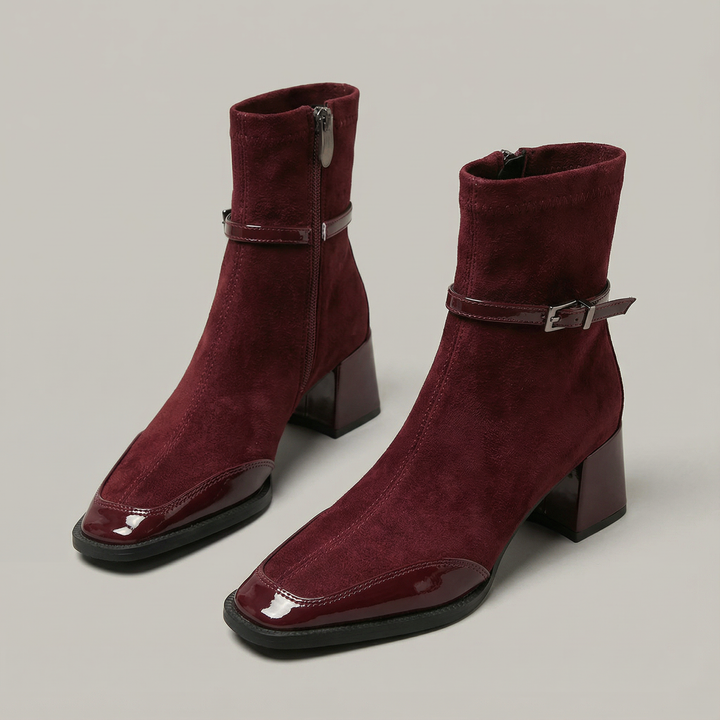 Sara™ | Eco-Suede Mid-Heel Ankle Boots