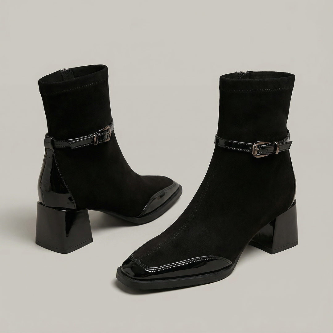 Sara™ | Eco-Suede Mid-Heel Ankle Boots