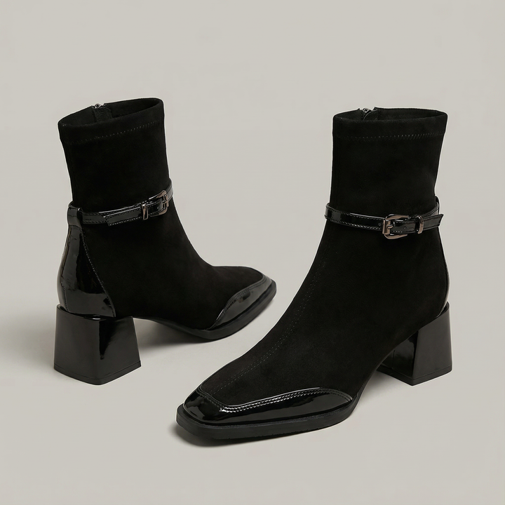 Sara™ | Eco-Suede Mid-Heel Ankle Boots